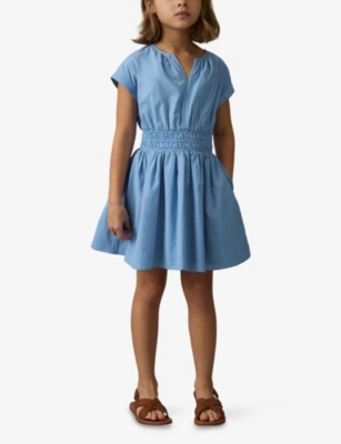 REISS LENA SHORT-SLEEVE COTTON MINI DRESS 9-13 