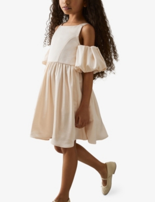 REISS: Reiss x Atelier Christelle Puff-Sleeve Satin Bridesmaid Dress 4-13 Years