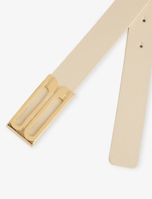 Victoria Beckham Womens Ivory Frame Leather Belt In Neutral