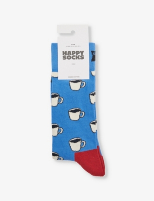 HAPPY SOCKS MENS MY CUP OF TEA COTTON-BLEND SOCKS BLUE 