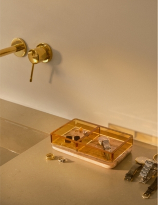 Reflections Copenhagen Treasures Crystal And Onyx Tray In Gold
