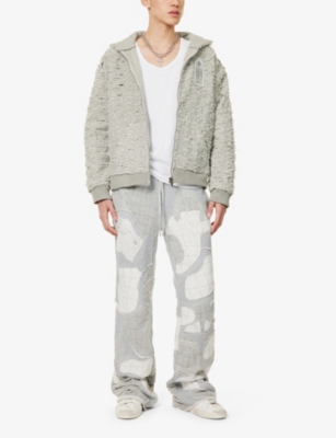 WHO DECIDES WAR BY EV BRAVADO: Atom drawstring-waistband straight-leg relaxed-fit cotton-jersey jogging bottoms