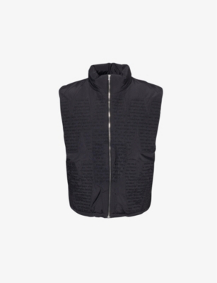 Who Decides War By Ev Bravado Mens  Funnel-neck Brand-embroidered Regular-fit Shell Gilet In Coal