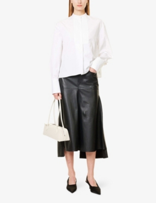 Shop Jil Sander Womens  Thursday Pleat-front Long-sleeve Cotton Shirt In Optic White
