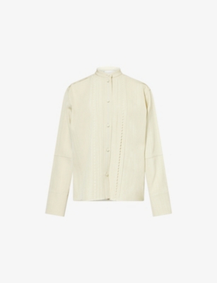 JIL SANDER: Pleated Cut-Out-Sleeves Woven Shirt