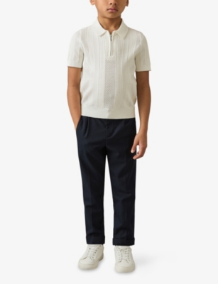 REISS: Texas Half-Zip Textured-Knit Polo Shirt 3-9 Years