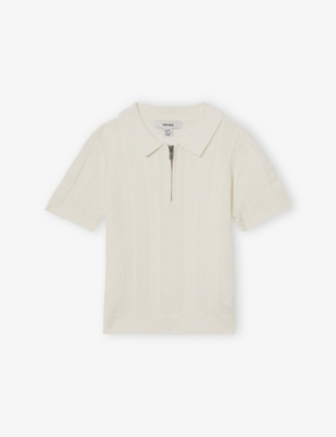 REISS: Texas Half-Zip Textured-Knit Polo Shirt 3-9 Years
