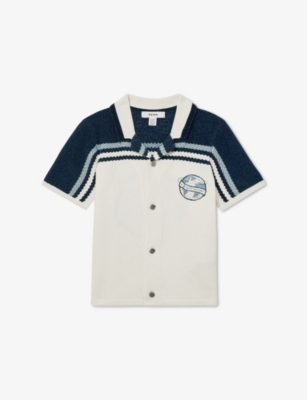 REISS: Mitchell Logo-Embroidered Cuban-Collar Chenille Shirt 3-9 Years