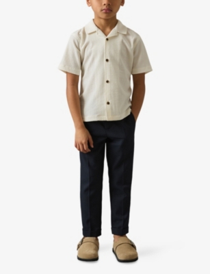 REISS: Hunt Textured-Weave Stretch-Woven Shirt 3-9 Years