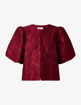 Malina Womens Cleo Pouf-sleeve Satin Blouse Deep Red In Deep Red