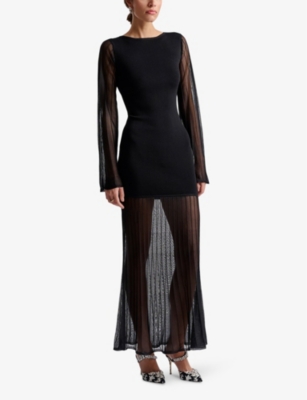 MALINA: Haisley round-neck long-sleeve knitted maxi dress