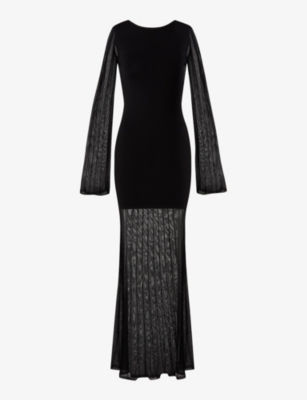 MALINA: Haisley round-neck long-sleeve knitted maxi dress