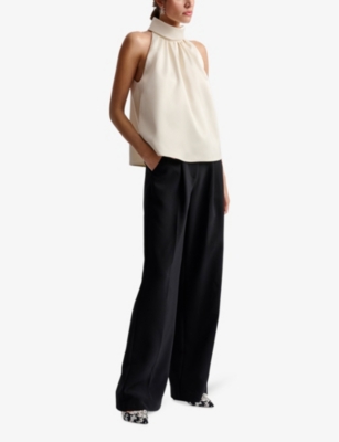 Malina Womens  Minea Halterneck Satin Top In Vanilla