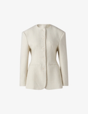 Malina Womens  Carol Fitted Round-neck Wool-blend Blazer In Vanilla
