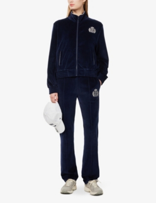 SPORTY & RICH: Country NY funnel-neck cotton-velvet sweatshirt