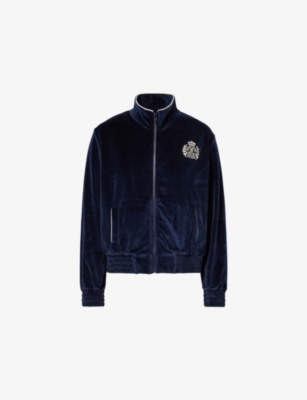 SPORTY & RICH: Country NY funnel-neck cotton-velvet sweatshirt