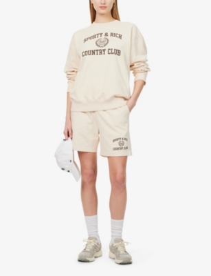 SPORTY & RICH: Country brand-print cotton-jersey sweatshirt