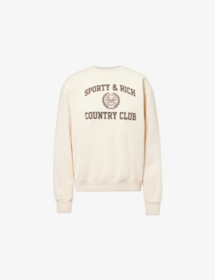 SPORTY & RICH: Country brand-print cotton-jersey sweatshirt