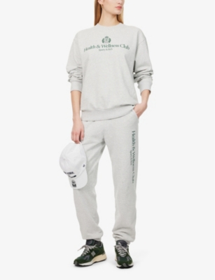 SPORTY & RICH: Country brand-print cotton-blend jersey sweatshirt