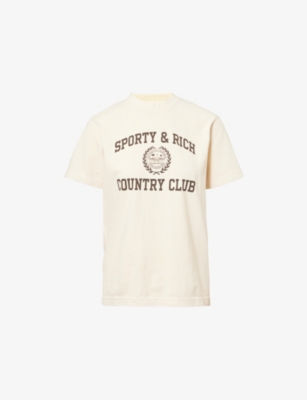 SPORTY & RICH: Country brand-print cotton-jersey T-shirt