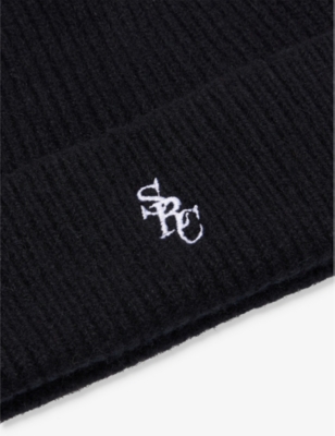 Shop Sporty And Rich Womens Black Src Ribbed Wool Knitted Bean