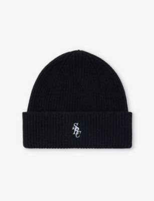 Shop Sporty And Rich Womens Black Src Ribbed Wool Knitted Bean