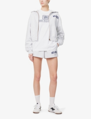 Sporty And Rich Womens Heather Gray Wellness Ivy Cropped Zip-through Cotton-jersey Hoody In Heather Gray