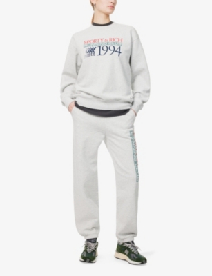 SPORTY & RICH: Finish Line Crewneck Cotton-Jersey Sweatshirt