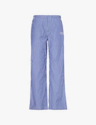 SPORTY & RICH: The Carlyle Script Striped Cotton Pyjama Trousers