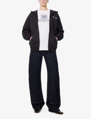 SPORTY & RICH: The Carlyle Souvenir Zip-Through Cotton-Jersey Hoody