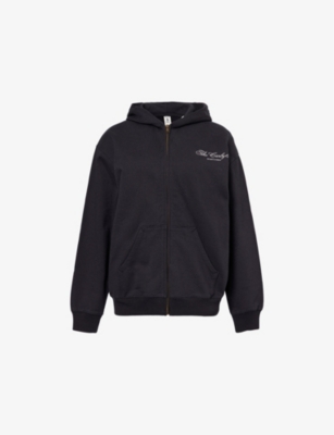 SPORTY & RICH: The Carlyle Souvenir Zip-Through Cotton-Jersey Hoody