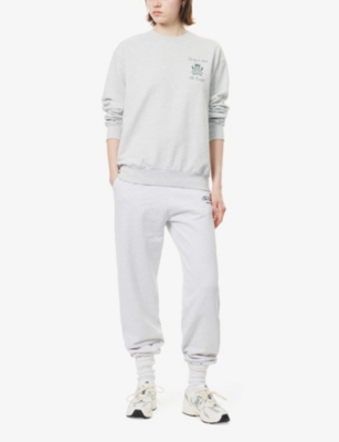 SPORTY & RICH: The Carlyle Crest Crewneck Cotton-Blend Jersey Sweatshirt