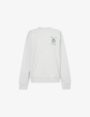 SPORTY & RICH: The Carlyle Crest Crewneck Cotton-Blend Jersey Sweatshirt