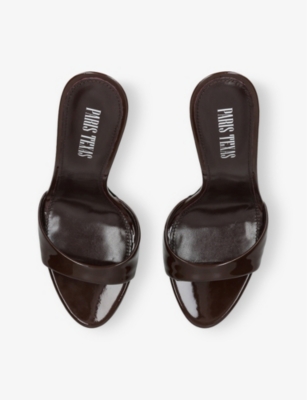 Paris Texas Lidia Brown Mules With Stiletto Heel In Patent Leather Woman In Dark Brown