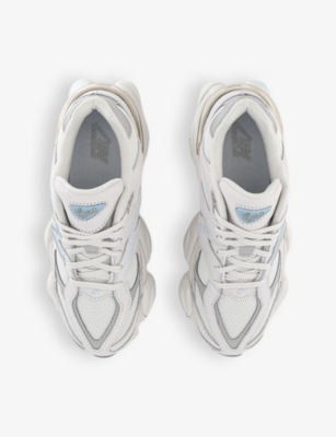 NEW BALANCE: 9060 brand-patch leather and mesh low-top trainers