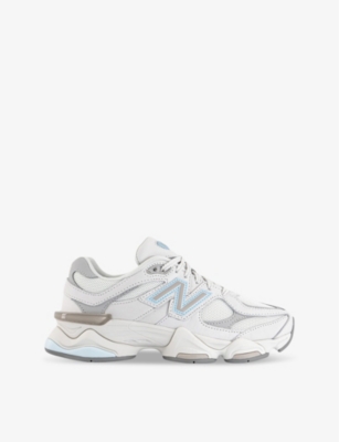 NEW BALANCE: 9060 brand-patch leather and mesh low-top trainers