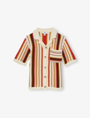 REISS: Candy Striped Cotton-Crochet Shirt 9-13 Years