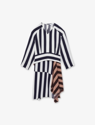 REISS NOLA STRIPE-PRINT LONG-SLEEVE WOVEN DRESS 4-9 YEARS MULTI 