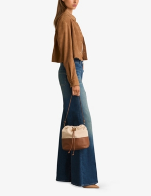 Reiss Womens  Bernie Leather And Canvas Bucket Bag