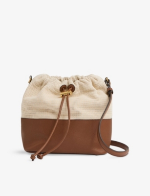 Reiss Womens  Bernie Leather And Canvas Bucket Bag