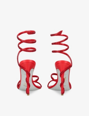 René Caovilla Womens Rene Caovilla Margot 105 Crystal-embellished Satin Heeled Sandals In Red