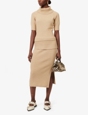 House Of Sunny Womens  Courtney Toweling-texture Cotton-blend Top In Tan