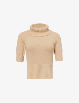 House Of Sunny Womens  Courtney Toweling-texture Cotton-blend Top In Tan