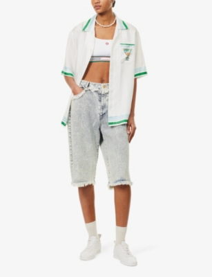 CASABLANCA: Tennis Icon brand-print silk shirt