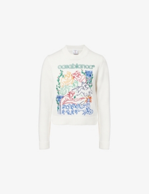 CASABLANCA: Embroidered Knitted Cotton Jumper