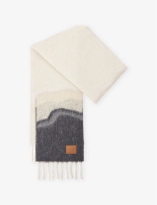 Loewe Alpaca-blend Scarf In Light Beige/multicol