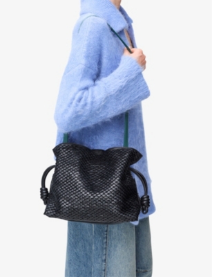 Loewe Mini Puzzle Leather Shoulder Bag In Dark Ink