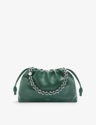 Loewe Womens Flamenco Large Leather Shoulder Bag Evergreen In Evergreen