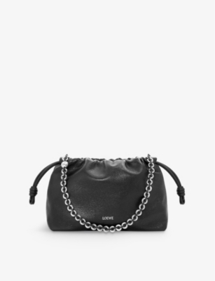 Loewe Womens Black Flamenco Medium Leather Shoulder Bag In Black