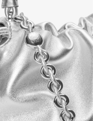 Loewe Womens Flamenco Metallic Medium Leather Shoulder Bag Silver In Silver